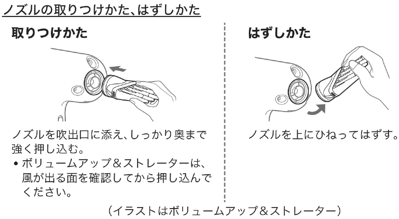 「ボリュームアップ＆ストレーター」の取り付けかたと、外し方